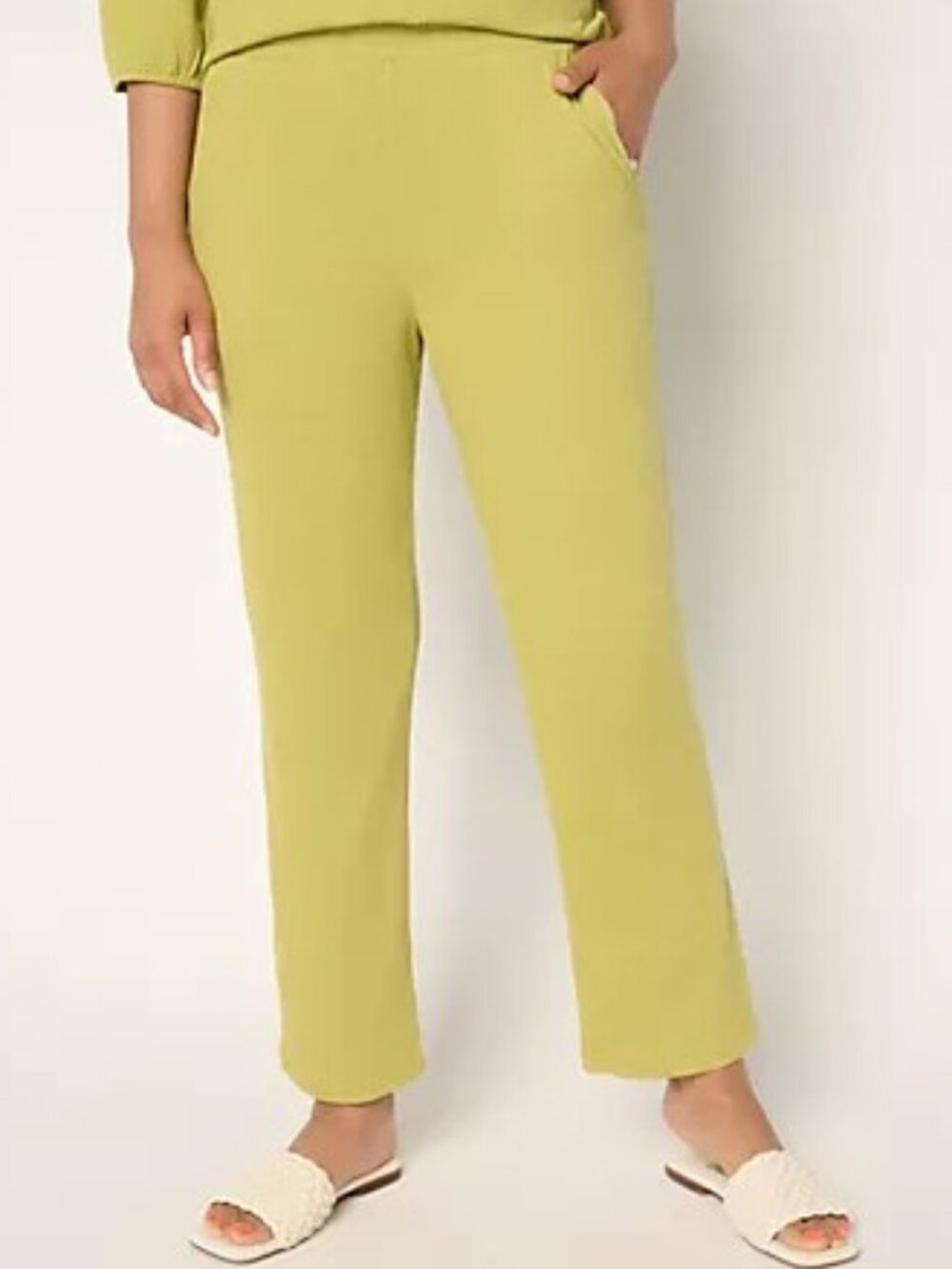DENIM & CO Beach Knit Gauze Straight Leg Ankle Pant NWOT